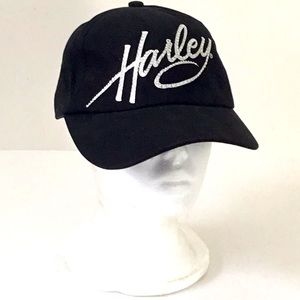 Harley Davidson Cotton Hat, Black with Silver Spell-Out Motorcycle, Club, Fan.
